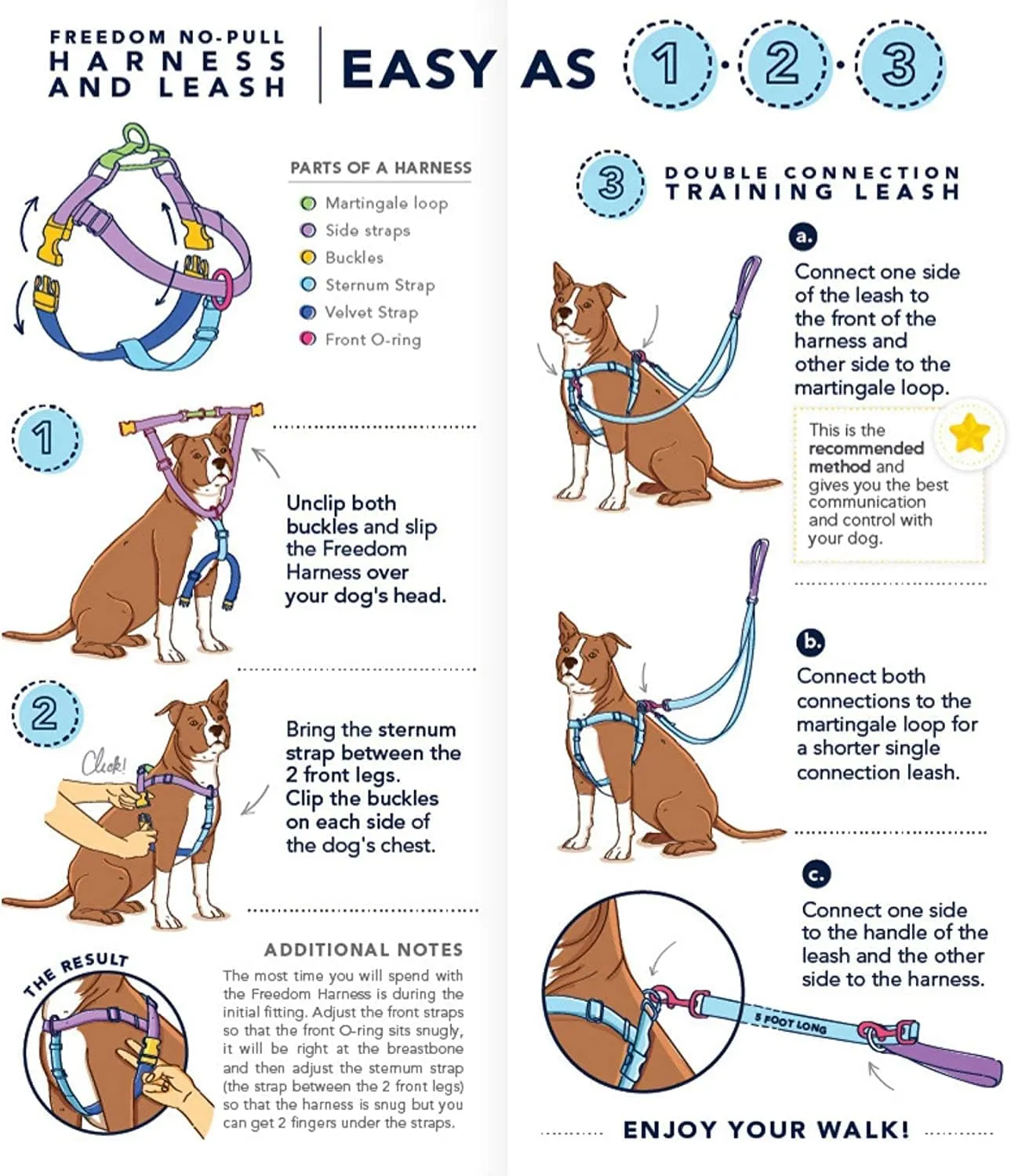 2 Hounds Design Freedom No Pull Dog Harness, Adjustable Harness and Leash Set, Easy Walking & Comfortable Control, Fits Small, Medium & Large Dogs, Solid Colors, Made in USA, 1" LG, Kelly Green