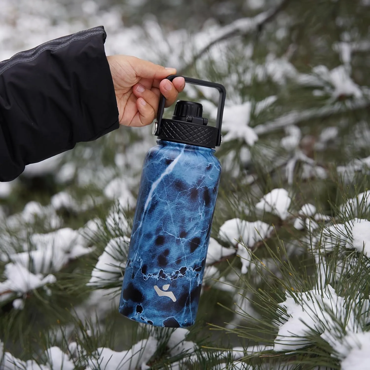 22oz Stainless Steel Bottles with 3 Lids Sport Insulated Water Bottle,Bamboo Grove