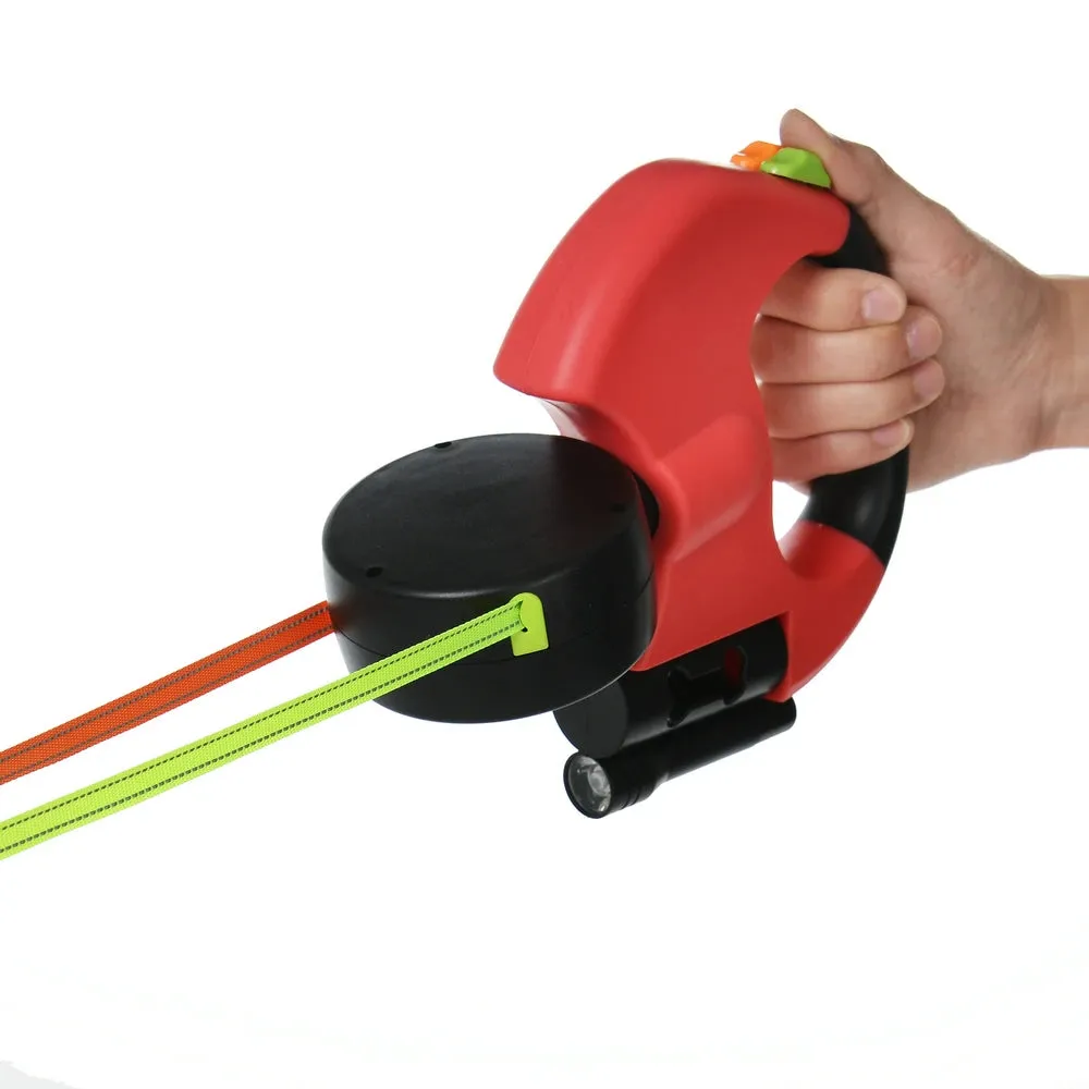 3M Retractable Double Dog Leash with Reflective Lights