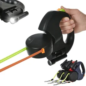 3M Retractable Double Dog Leash with Reflective Lights