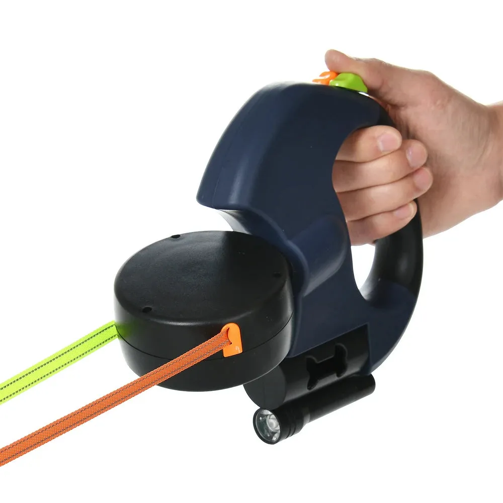 3M Retractable Double Dog Leash with Reflective Lights