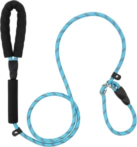 6 FT Dog Training Leash Durability No Pull Polyester Loop Dog Lead Rope with Two Padded Handles and Reflective Thread for Small and Medium Dogs, Blue
