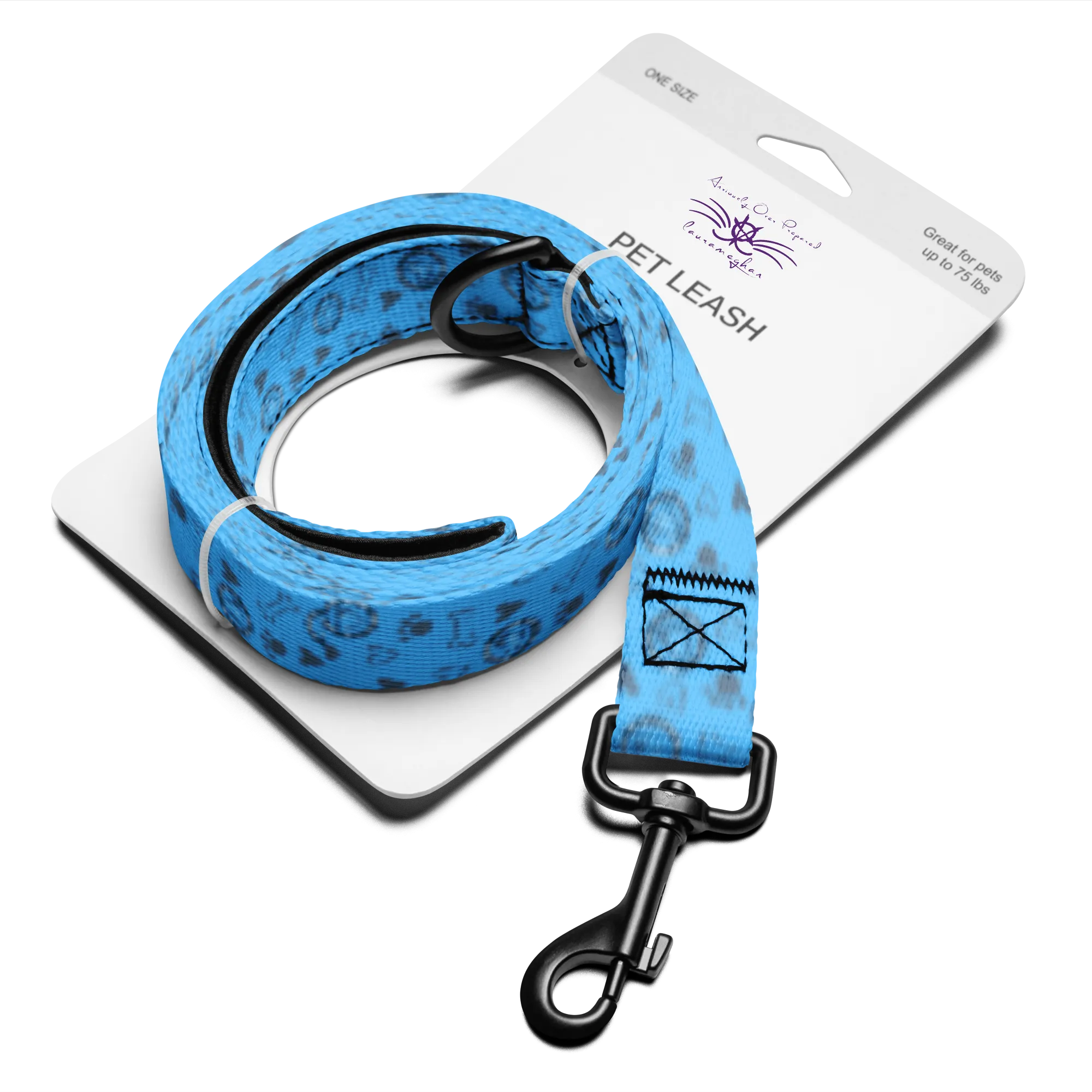 AA All Over Bone Logo Blue Pet Leash