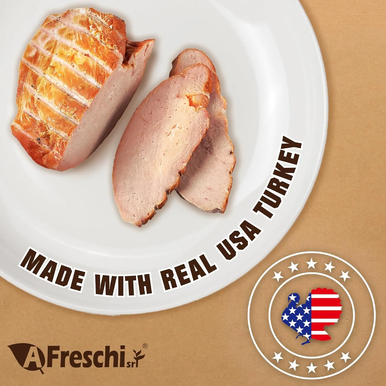 Afreschi Natural Turkey Treats Star Bites 6 oz, Hexagonal Shape, USA-Sourced, All-Natural, Hypoallergenic, Low-Fat, Healthy & Easily Digestible, Puppy & Training Snack & Small Dogs