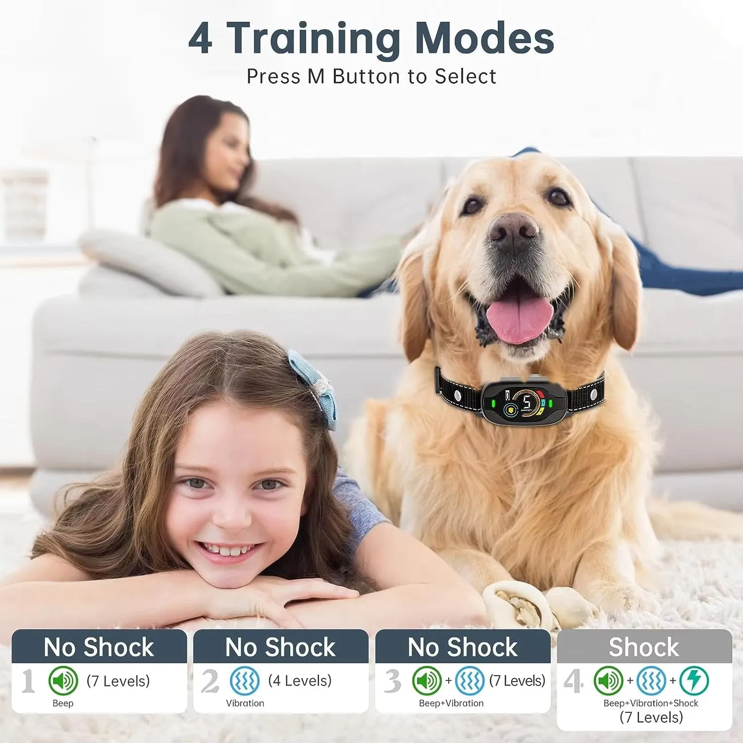 Anti-Bark Dog Collar with Smart Protection and Multi-Level Sensitivity