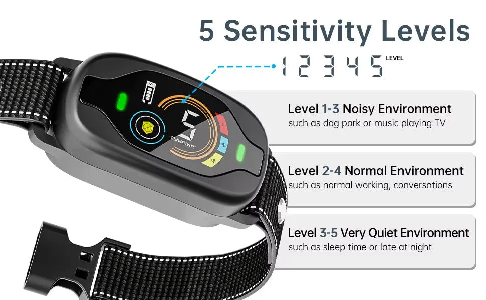 Anti-Bark Dog Collar with Smart Protection and Multi-Level Sensitivity