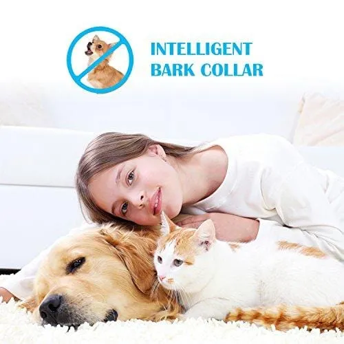 Bark Collar, 2019 NEW Training Collar Adjustable Vibration, Shock Sensitivity Level 1-7, Rechargeable Waterproof, Smart Barking Detection Small Large Dog, No Bark Collar