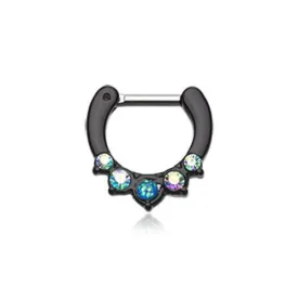 Black/Aurora Borealis Opal Precia Septum Clicker / Daith Clicker - 1 Piece