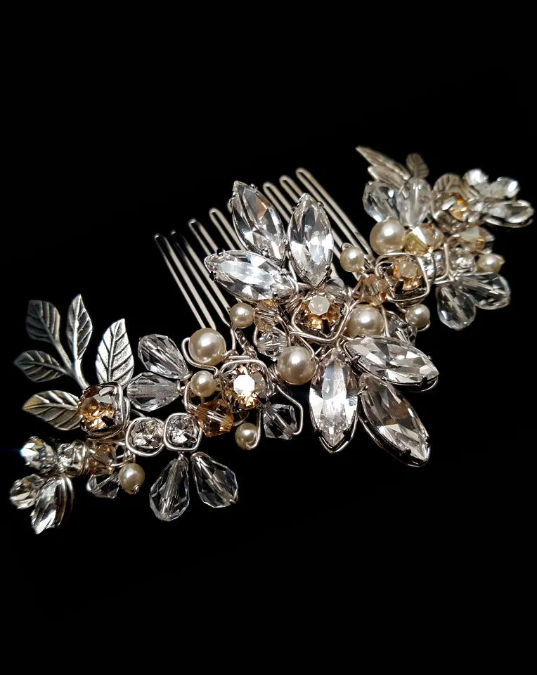Bridal headpiece - Bohemian vintage leaf comb - Pippa by Kezani