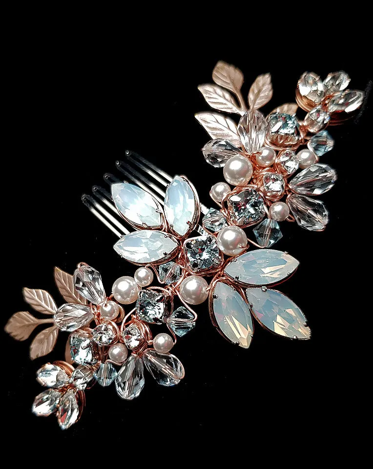 Bridal headpiece - Bohemian vintage leaf comb - Pippa by Kezani