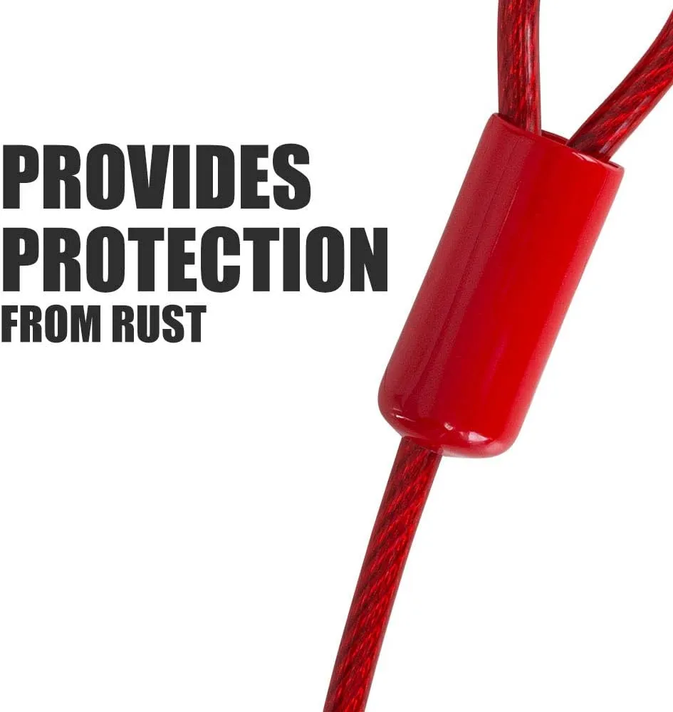 BV Dog Tie Out Cable 30 Feet - Heavy Duty Dog Lead Up to 125 Pounds - Reflective & Rust-Free with Quick Release Swivel Clips & 360 Rotating Clasp - Tangle-Free Dogs Runner for Yard (Red, Single)