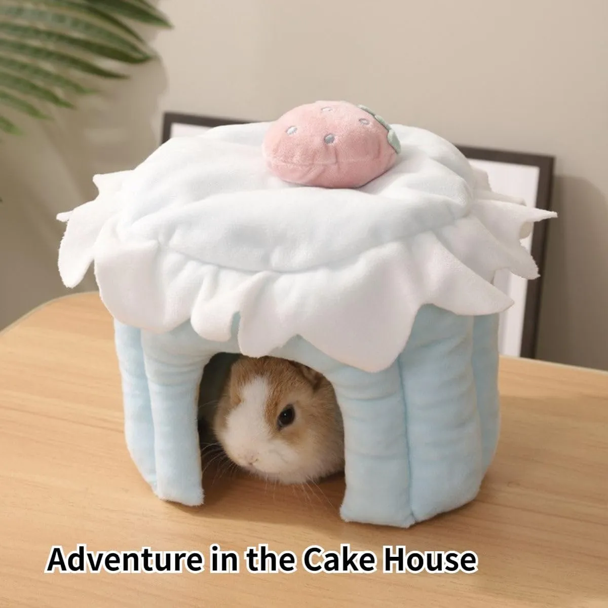 Cake Shaped Guinea Pig Hideout Tunnel, Cage Accessories for Bunny, Hamster, Chinchilla, Ferret, Rabbit and Other Small Pets (Pink, Medium)