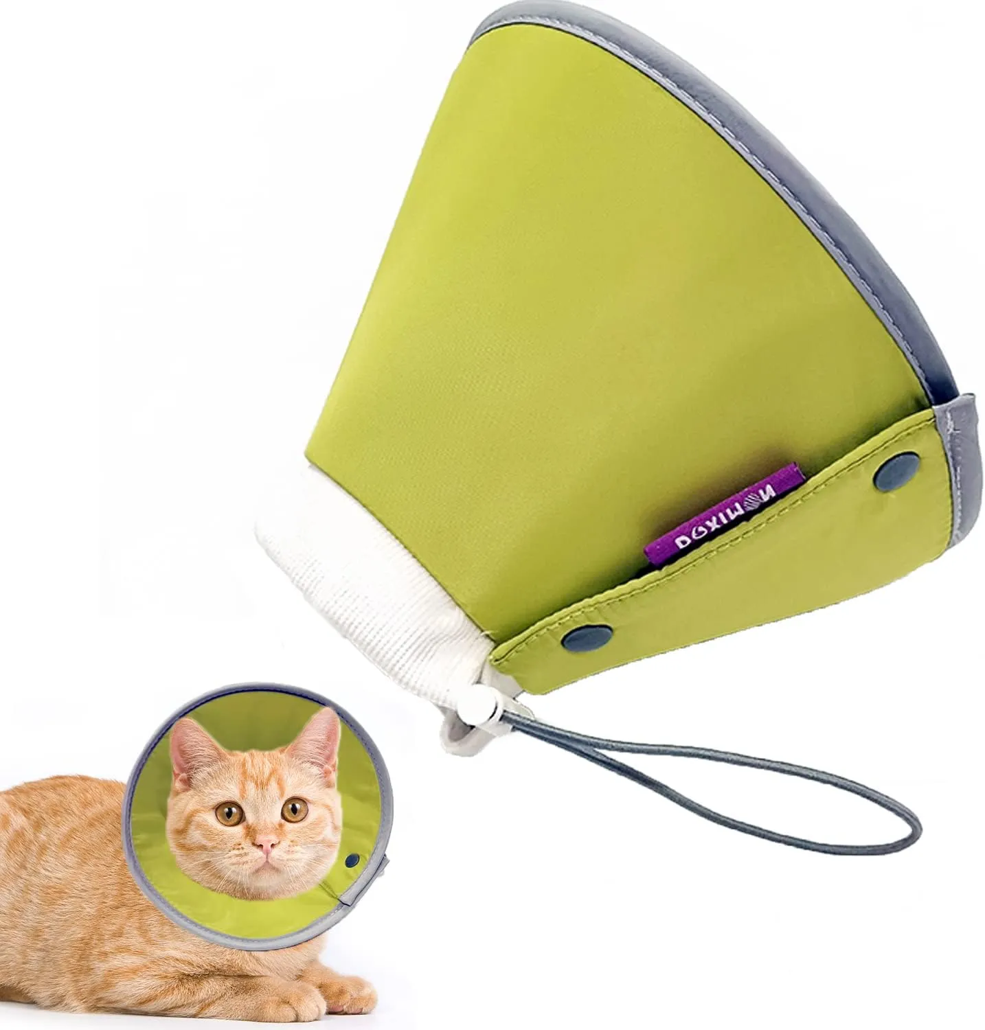 Cat Cone Collar Soft, Adjustable Cat Recovery Collar, Cat Cones After Surgery, Cat Neck Cone for Cats Kittens (Yellow Green, Medium)