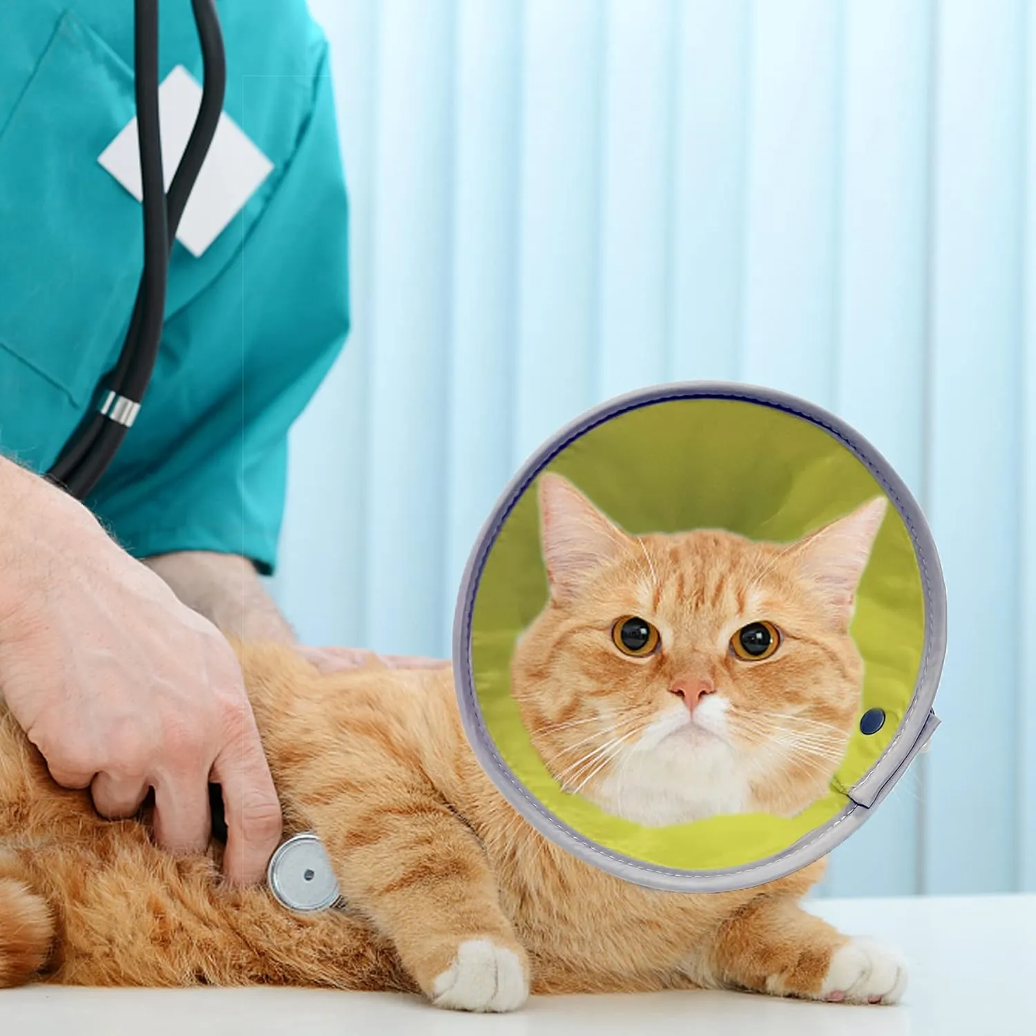 Cat Cone Collar Soft, Adjustable Cat Recovery Collar, Cat Cones After Surgery, Cat Neck Cone for Cats Kittens (Yellow Green, Medium)