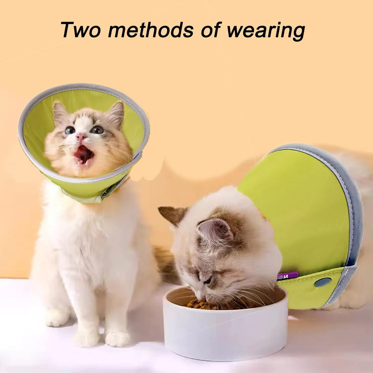 Cat Cone Collar Soft, Adjustable Cat Recovery Collar, Cat Cones After Surgery, Cat Neck Cone for Cats Kittens (Yellow Green, Medium)