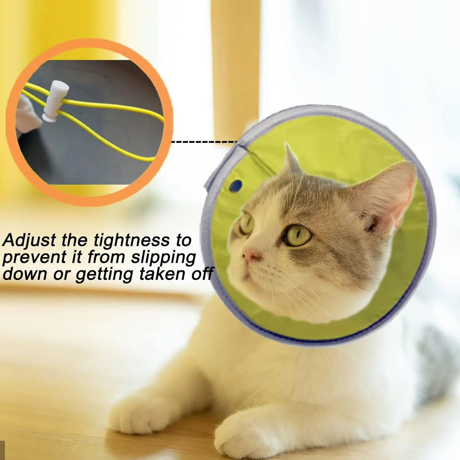 Cat Cone Collar Soft, Adjustable Cat Recovery Collar, Cat Cones After Surgery, Cat Neck Cone for Cats Kittens (Yellow Green, Medium)