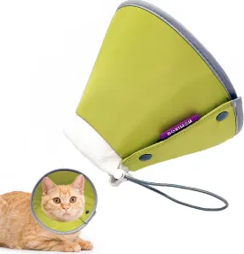 Cat Cone Collar Soft, Adjustable Cat Recovery Collar, Cat Cones After Surgery, Cat Neck Cone for Cats Kittens (Yellow Green, Medium)