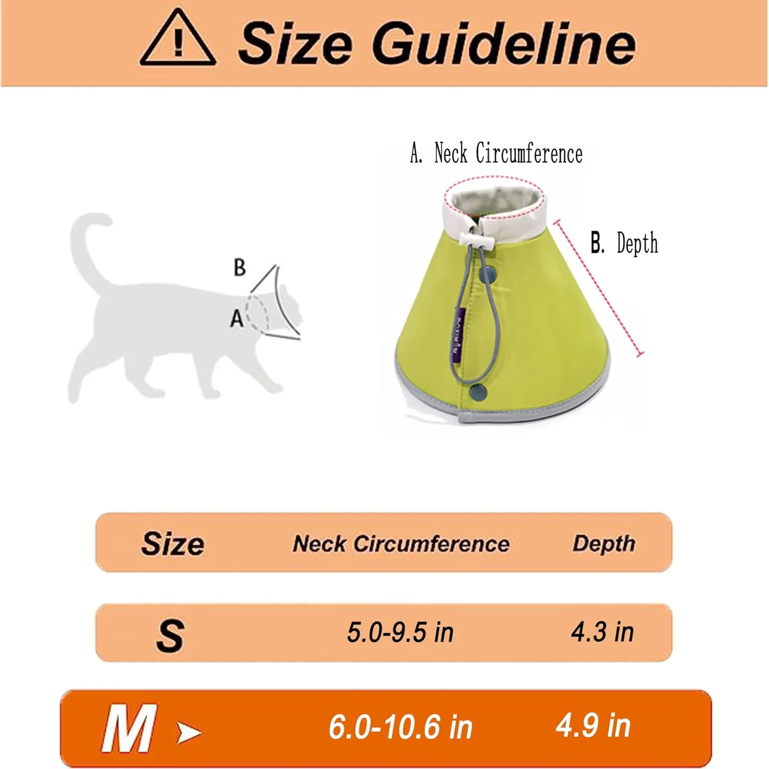 Cat Cone Collar Soft, Adjustable Cat Recovery Collar, Cat Cones After Surgery, Cat Neck Cone for Cats Kittens (Yellow Green, Medium)