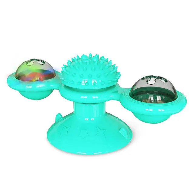Cat Treadmill Massage Rotatable LED Ball Windmill Cat Toy Pet Teeth Cleaning Toy