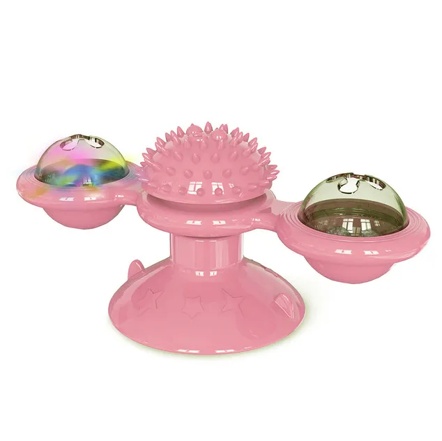 Cat Treadmill Massage Rotatable LED Ball Windmill Cat Toy Pet Teeth Cleaning Toy