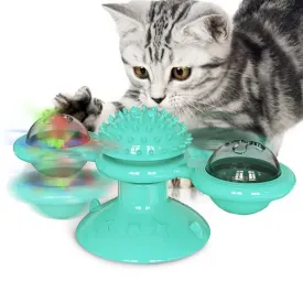 Cat Treadmill Massage Rotatable LED Ball Windmill Cat Toy Pet Teeth Cleaning Toy