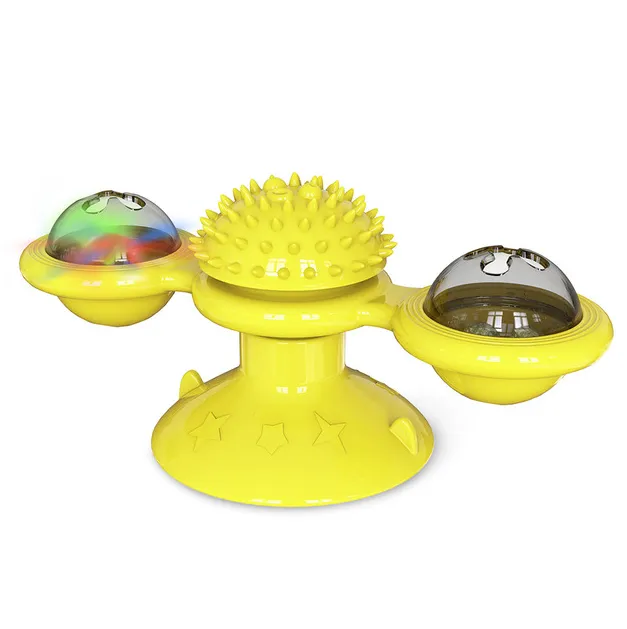 Cat Treadmill Massage Rotatable LED Ball Windmill Cat Toy Pet Teeth Cleaning Toy
