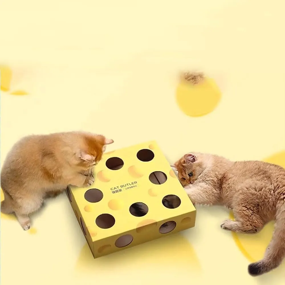 Cheese Maze Interactive Cat Toy, Automatic Cat Toys for Indoor Cats, Rechargeable Cat Feather Toy with Random Motion Tracks, Fun and Engaging Cat Toys for Playful Kittens and Cats (Cheese)