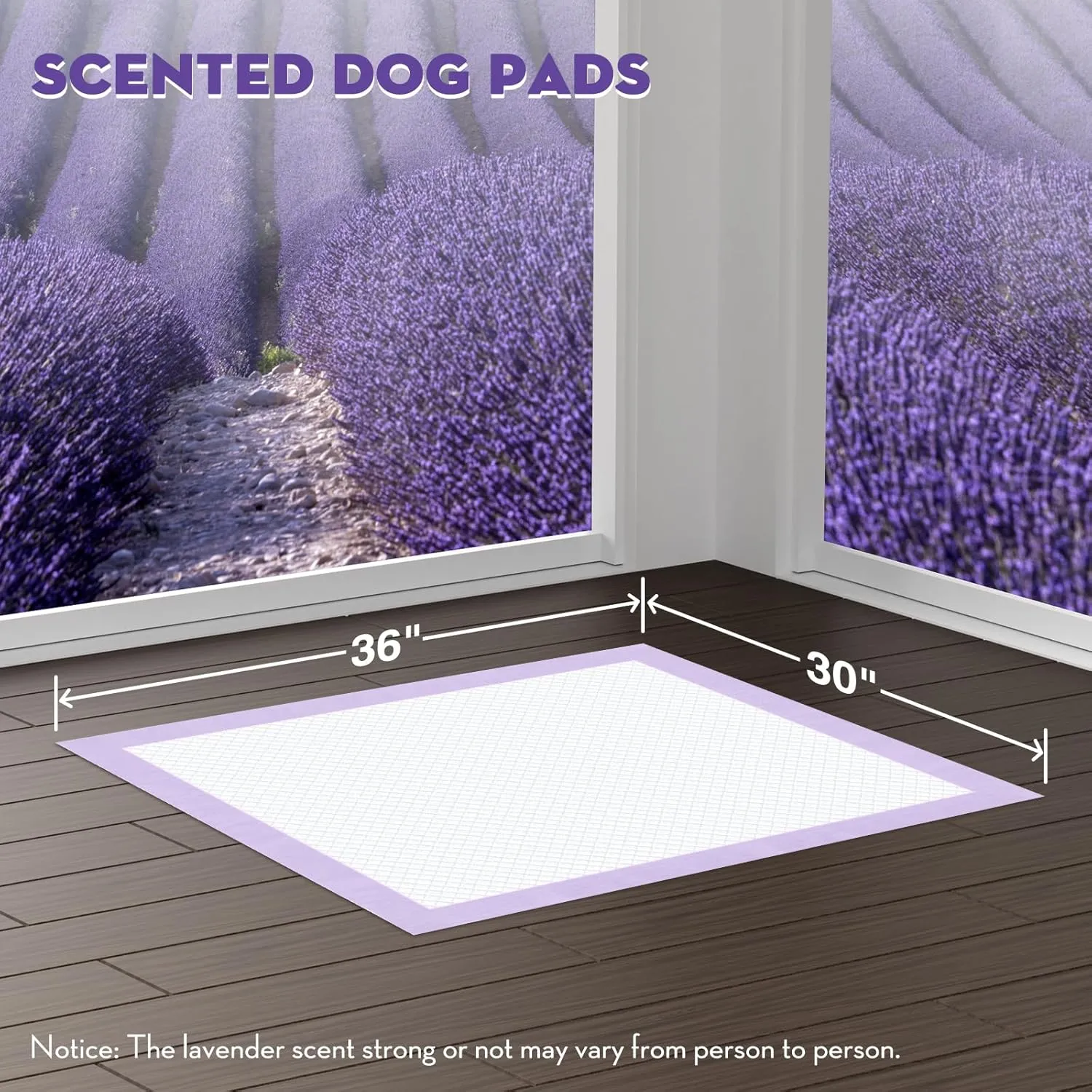 CROCI Dog Pads Lavender Scented 30x36in Extra Large Pee Pads for Dogs with Odor Eliminating Puppy Pads Thicken Super Absorbent Up to 10 Cups Pee Pads, Disposable (40 Counts)