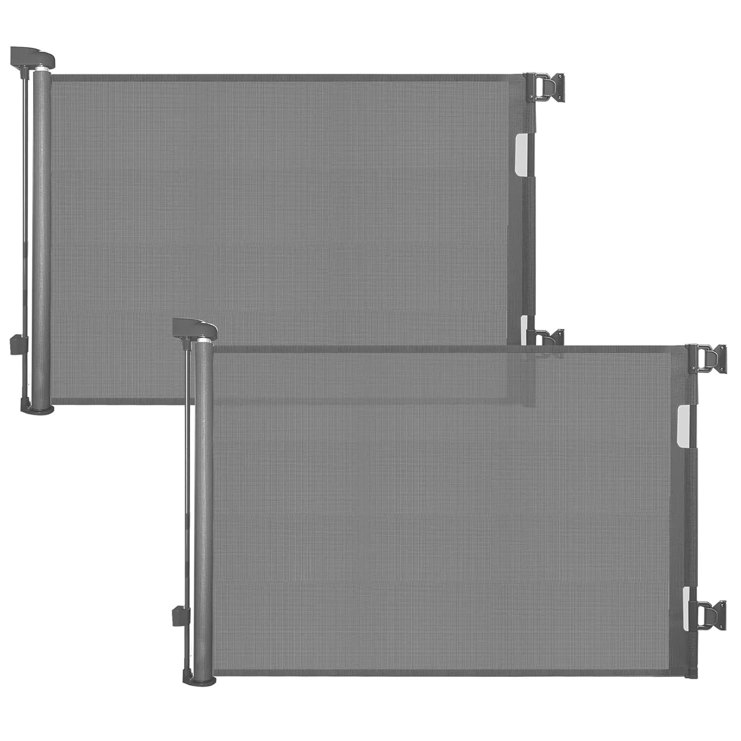 DEAR LOV 2 Pack Retractable Baby Gate,Mesh Baby Gate or Mesh Dog Gate,33" Tall,Extends up to 55" Wide,Child Safety Gate for Doorways, Stairs, HallwaysGrey,33"x55")