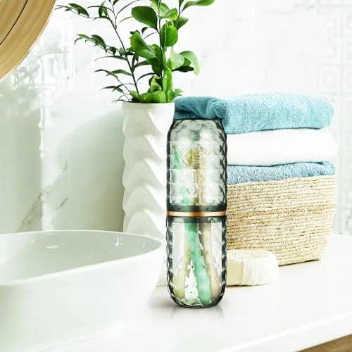 Didiseaon Travel Toothbrush Case with Cover, Portable Toothbrush Holder Cup Storage Container for Bathroom Trip School
