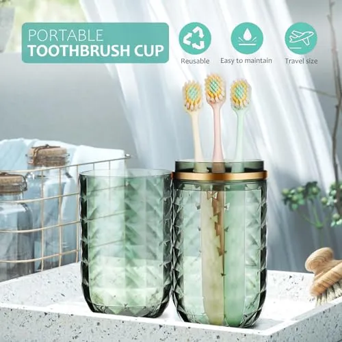 Didiseaon Travel Toothbrush Case with Cover, Portable Toothbrush Holder Cup Storage Container for Bathroom Trip School