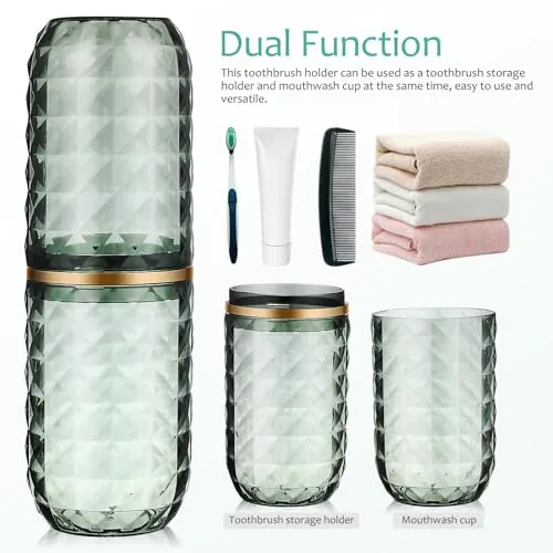 Didiseaon Travel Toothbrush Case with Cover, Portable Toothbrush Holder Cup Storage Container for Bathroom Trip School