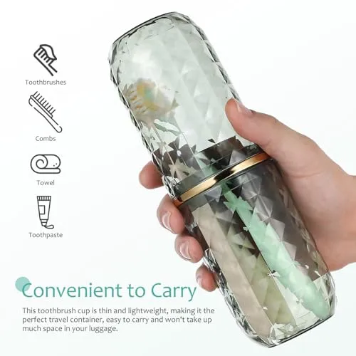 Didiseaon Travel Toothbrush Case with Cover, Portable Toothbrush Holder Cup Storage Container for Bathroom Trip School