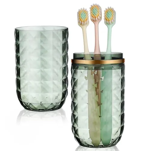 Didiseaon Travel Toothbrush Case with Cover, Portable Toothbrush Holder Cup Storage Container for Bathroom Trip School