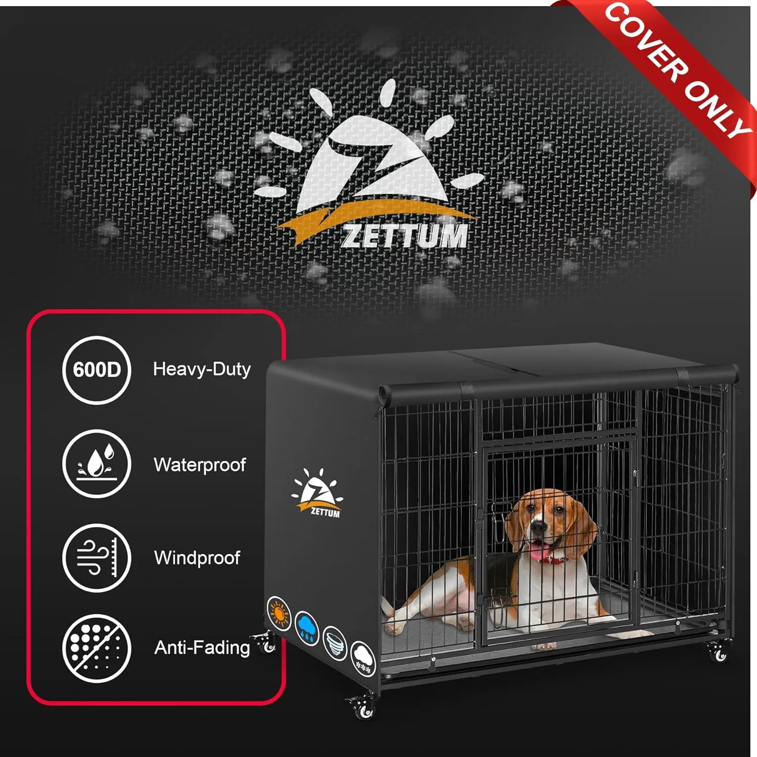 Dog Crate Cover 36 Inch - 600D Kennel Crate Covers for Dog Cage Waterproof & Heavy Duty, Small Dog Cage Cover Universal Fit for Most Wire Pet Crates - 36 x 24 x 24 Inch (Cover Only)