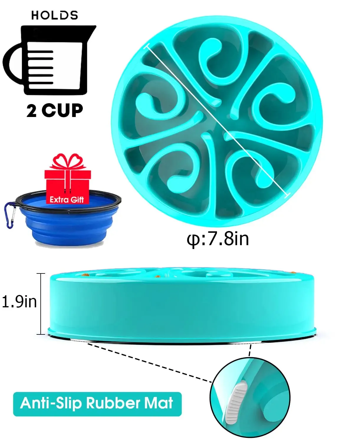 Eco-Friendly Slow Feeder Dog Bowl in Multiple Colors