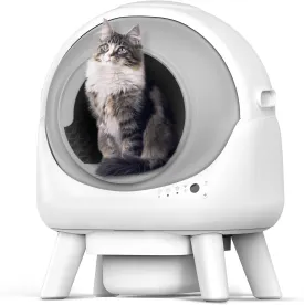 ELS PET Self Cleaning Litter Box, Orbitie White Automatic Cat Litter Box with Safety Protection & Intelligent Control & Odor-Free Includes Litter Mat and 2 Packs Waste Bags