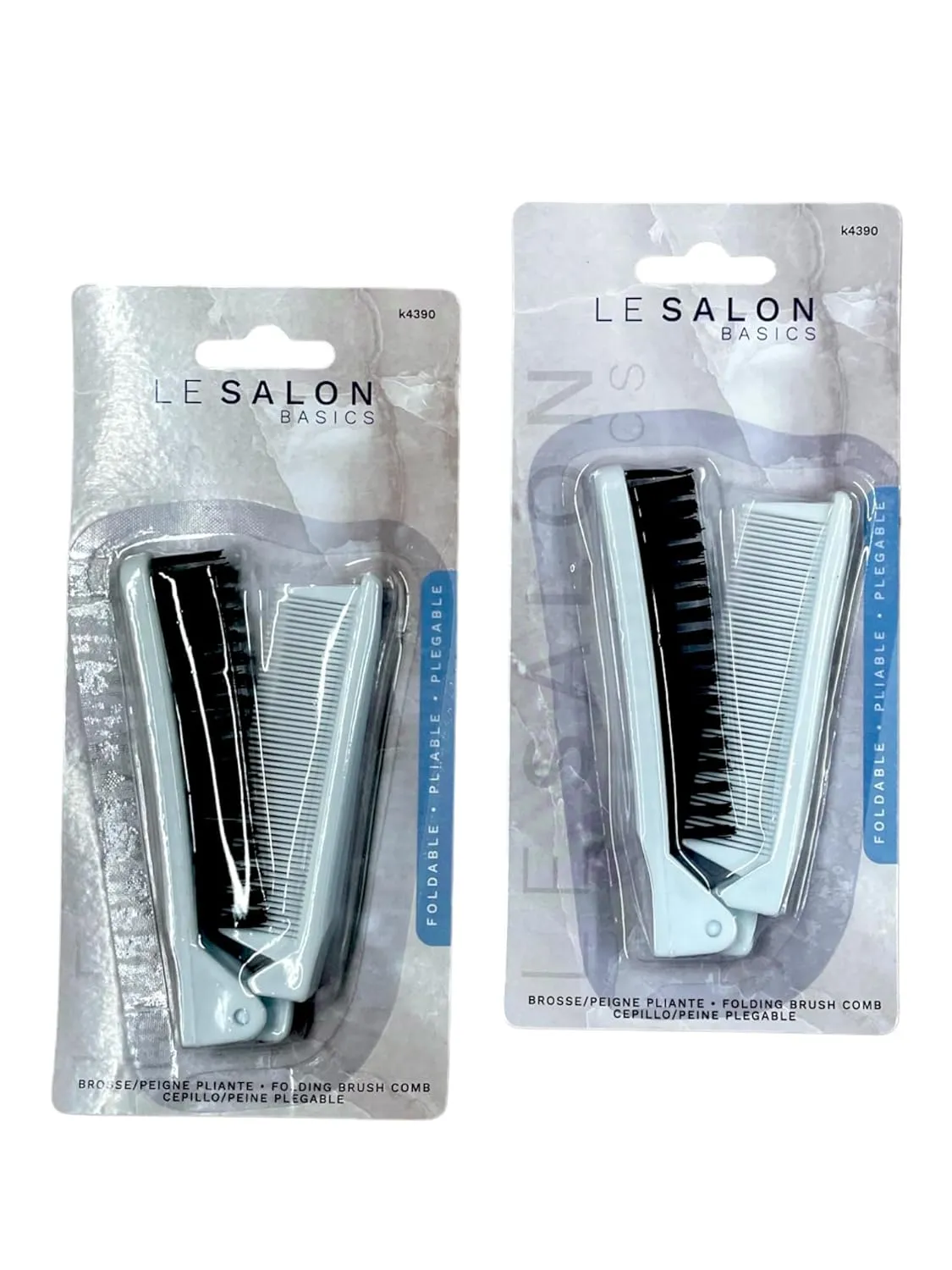 Folding Compact Travel Pocket HAIR BRUSH/COMB, 1 Red 1 White by Le Salon
