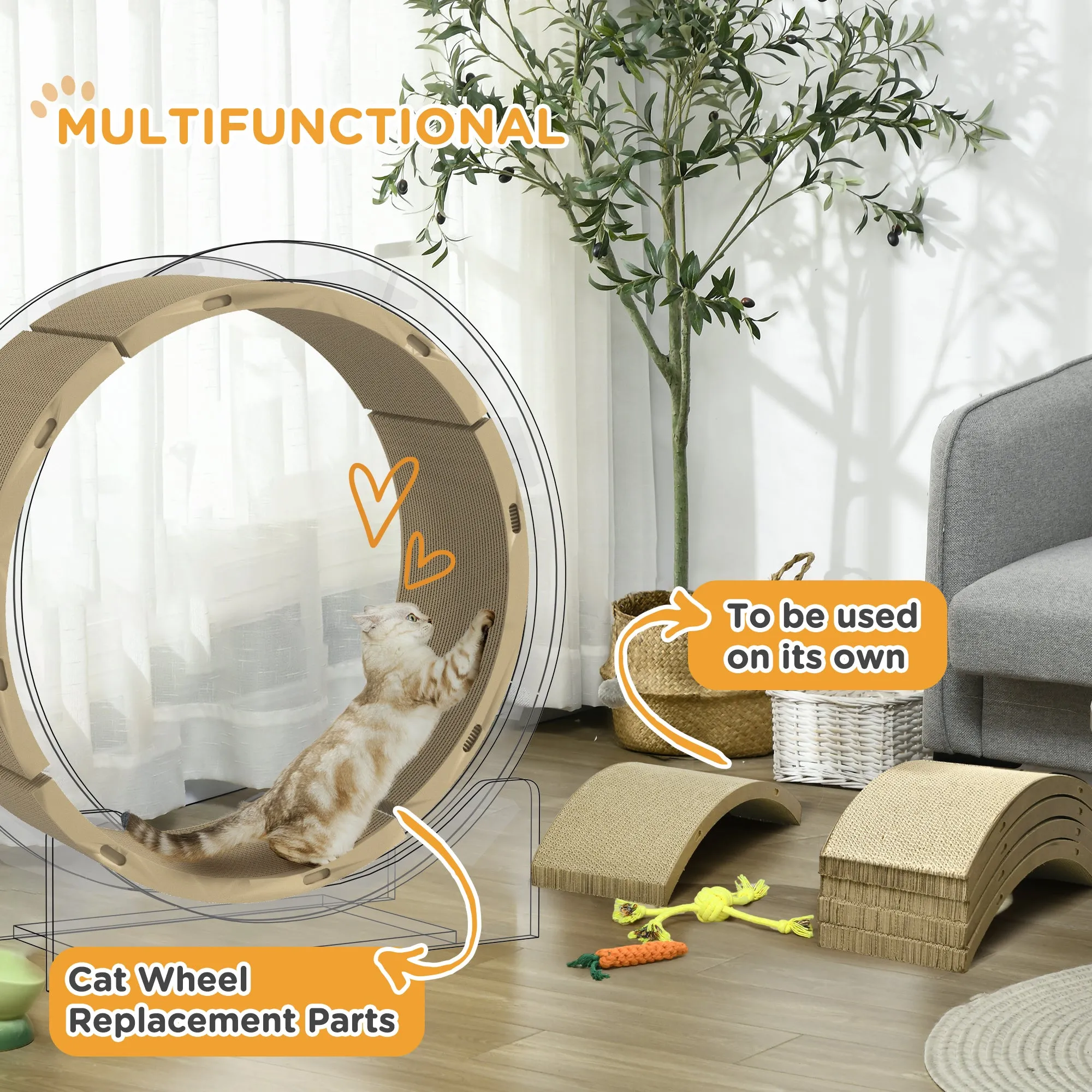 Four-Piece Cat Scratching Board, Cat Treadmill Replacement, 55 x 26cm - Brown