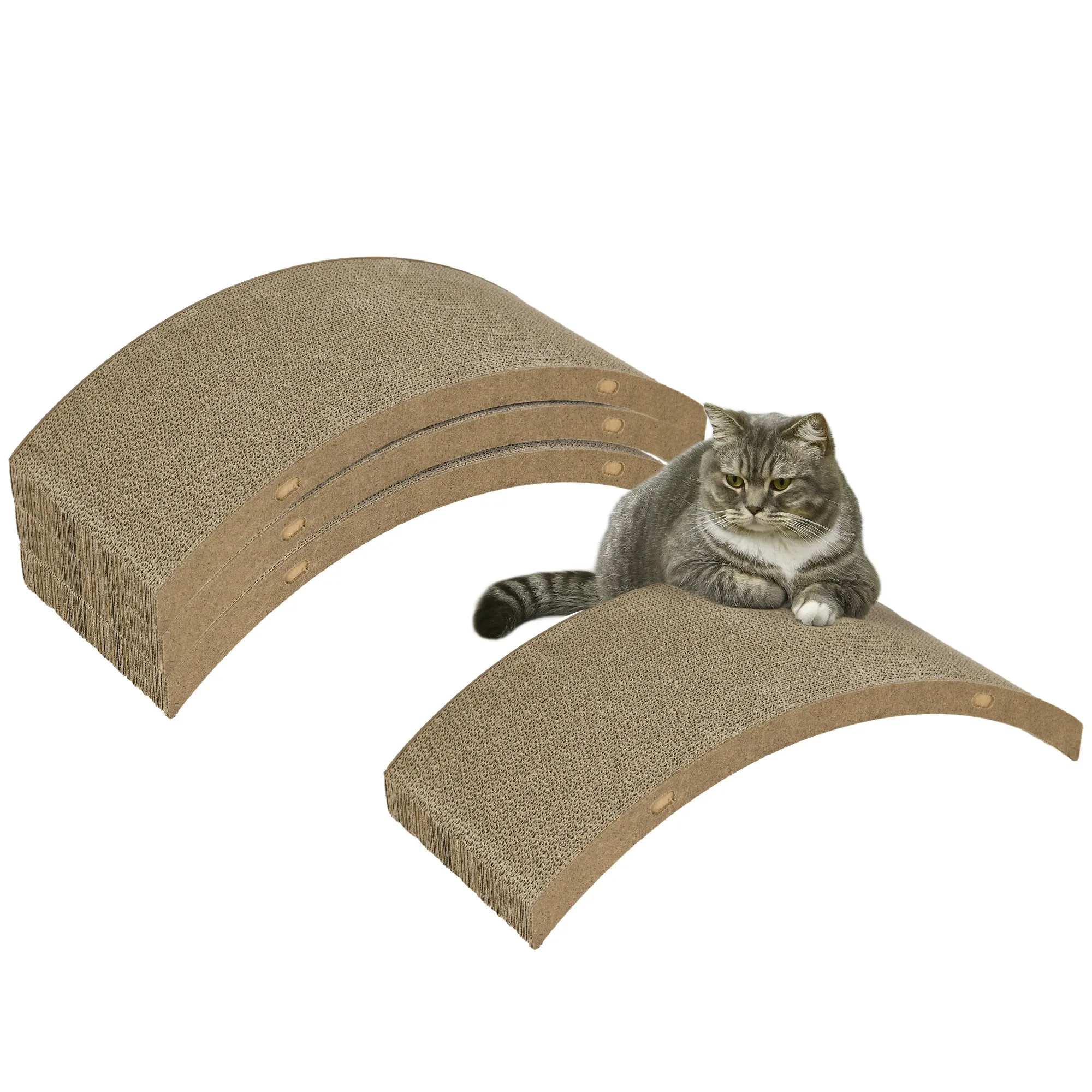 Four-Piece Cat Scratching Board, Cat Treadmill Replacement, 55 x 26cm - Brown
