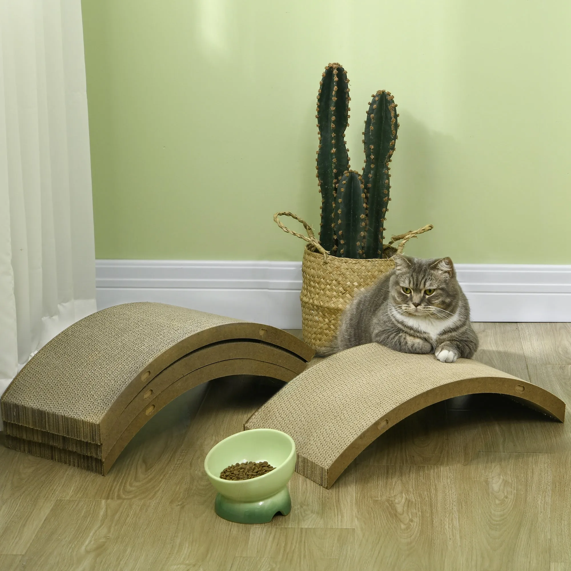 Four-Piece Cat Scratching Board, Cat Treadmill Replacement, 55 x 26cm - Brown