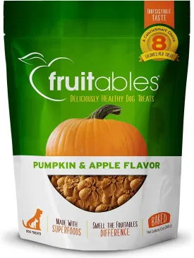 Fruitables Baked Dog Treats, Healthy Pumpkin Treat for Dogs, Low Calorie & Delicious, Free of Wheat, Corn and Soy, Made in the USA, Pumpkin and Apple Flavor, 7oz