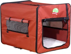 Go Pet Club 25" Soft Collapsible Dog Crate, Portable Pet Carrier, Thick Padded Pet Travel Crate for Indoor & Outdoor, Foldable Kennel Cage with Durable Mesh Windows, Brown
