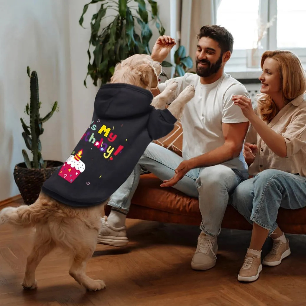 GreenJoy Dog Sweater Dog Hoodie Cold Weather Coat Hooded Sweatshirt for Puppies,Cats, Small Medium Large Dogs (Black(It's My Birthday), X-Large)