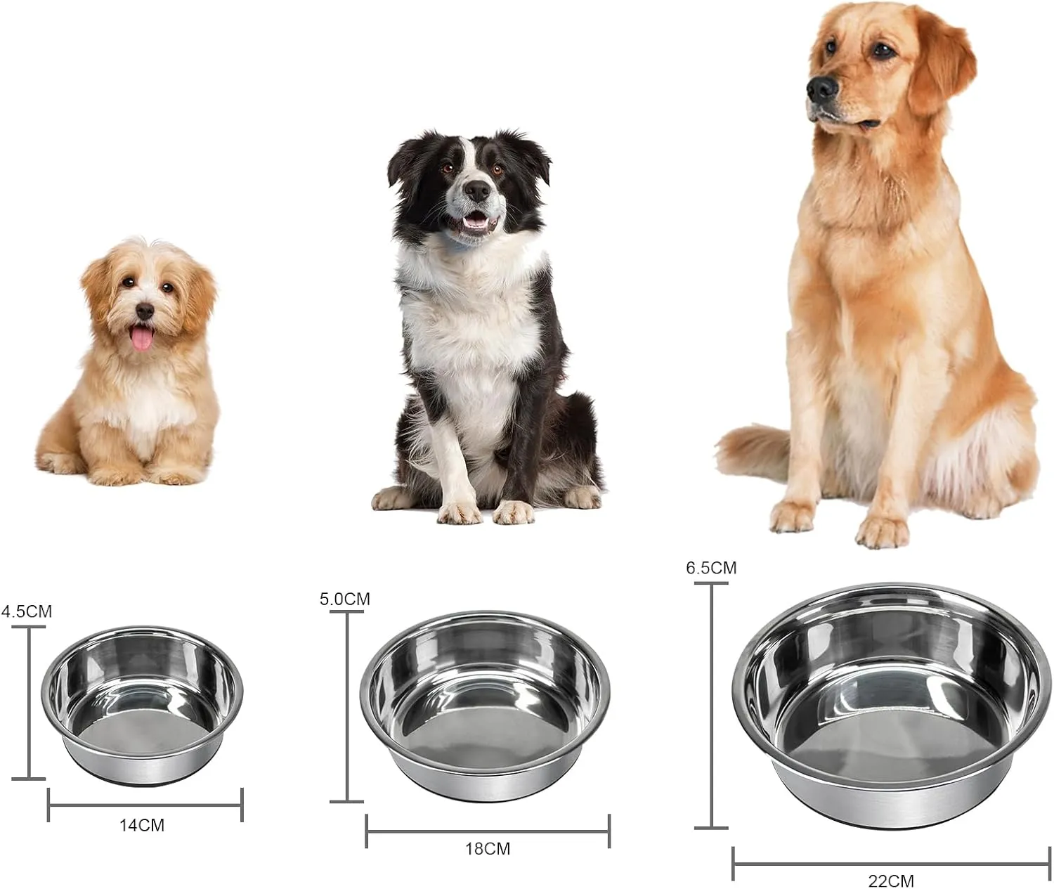 Grehge Steel Anti-Slip Dog Bowls,Non-Slip Stainless Steel Pet Bowl with Foot Mat - Perfect for Mess-Free Mealtime,Quiet Pet Bowls for Cats and Dogs, Dry and Wet Foods,(5.5 inches, 1PCS)