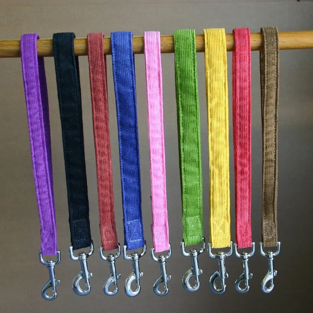 Hemp Dog Short Leash Plum Corduroy 14" City Leash