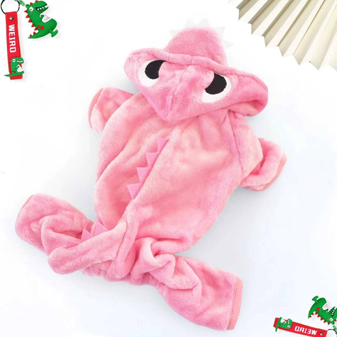 Idepet Dinosaur Dog Costume Clothes for Small Dogs Pet Halloween Costume Puppy Clothing Cats Outfits Funny Apperal(Pink,S)