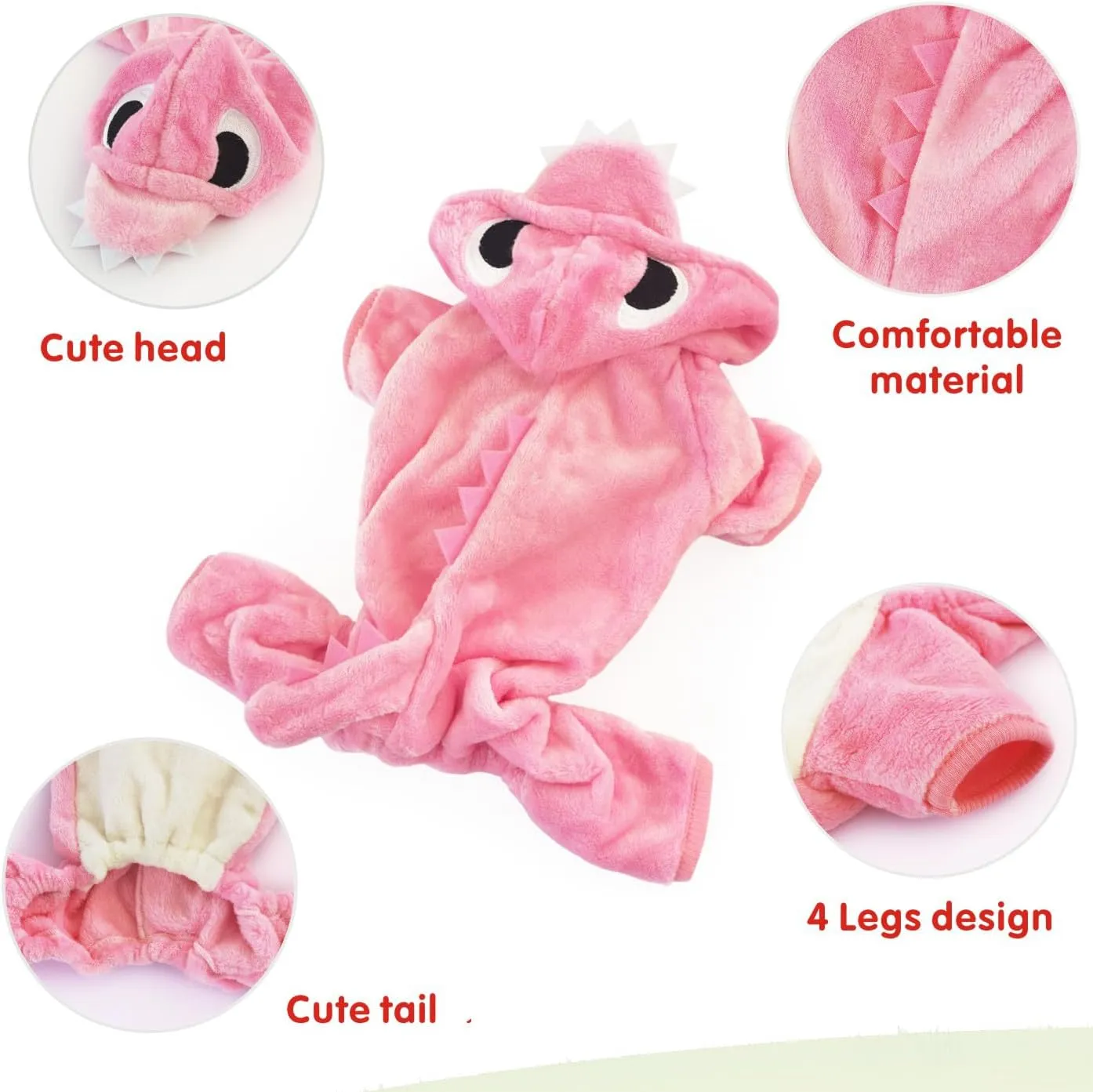 Idepet Dinosaur Dog Costume Clothes for Small Dogs Pet Halloween Costume Puppy Clothing Cats Outfits Funny Apperal(Pink,S)