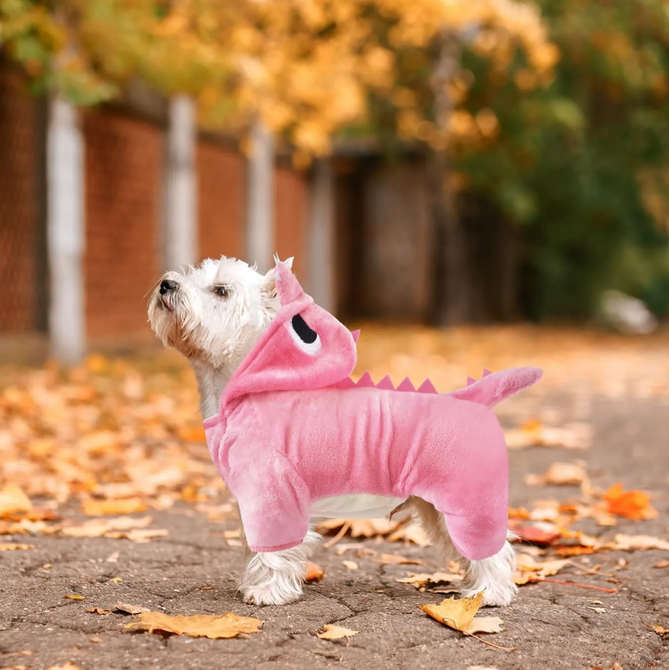 Idepet Dinosaur Dog Costume Clothes for Small Dogs Pet Halloween Costume Puppy Clothing Cats Outfits Funny Apperal(Pink,S)