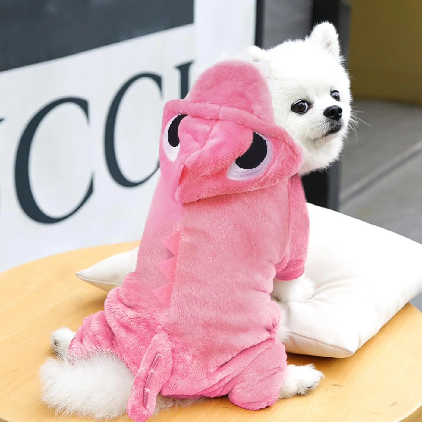 Idepet Dinosaur Dog Costume Clothes for Small Dogs Pet Halloween Costume Puppy Clothing Cats Outfits Funny Apperal(Pink,S)